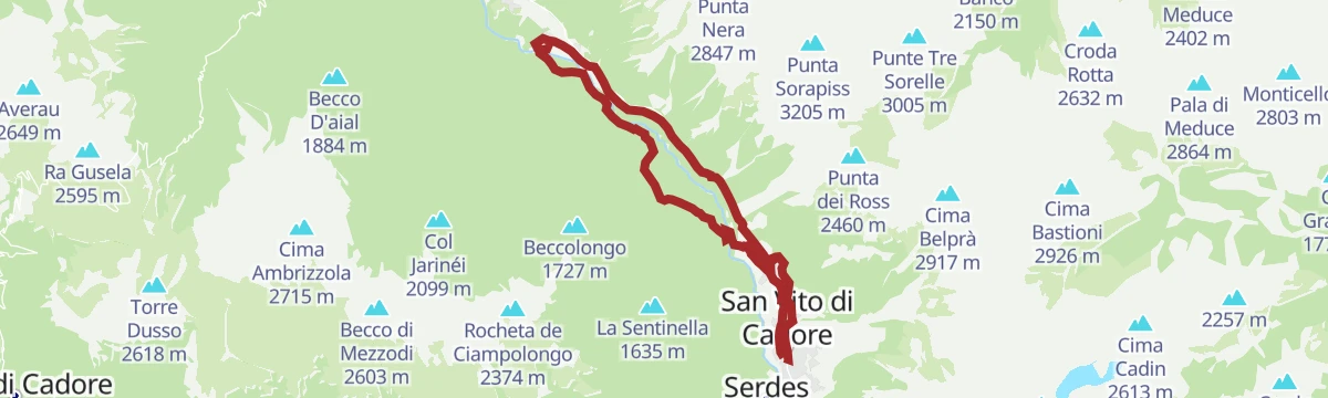 Route map: Loop through the woods of San Vito di Cadore